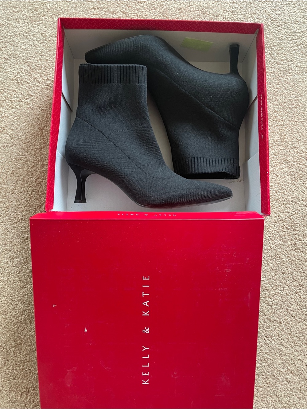 Kelly & Katie Black Stretch Sock Ankle Booties